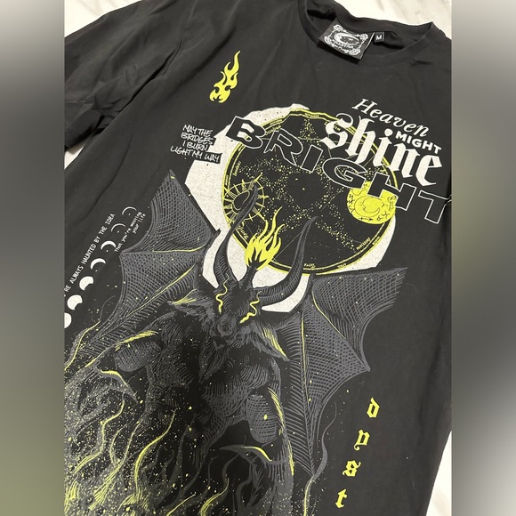 Killstar Longsleeve goth gothic satanic shirt moon print devil bat print graphic - Picture 4 of 11